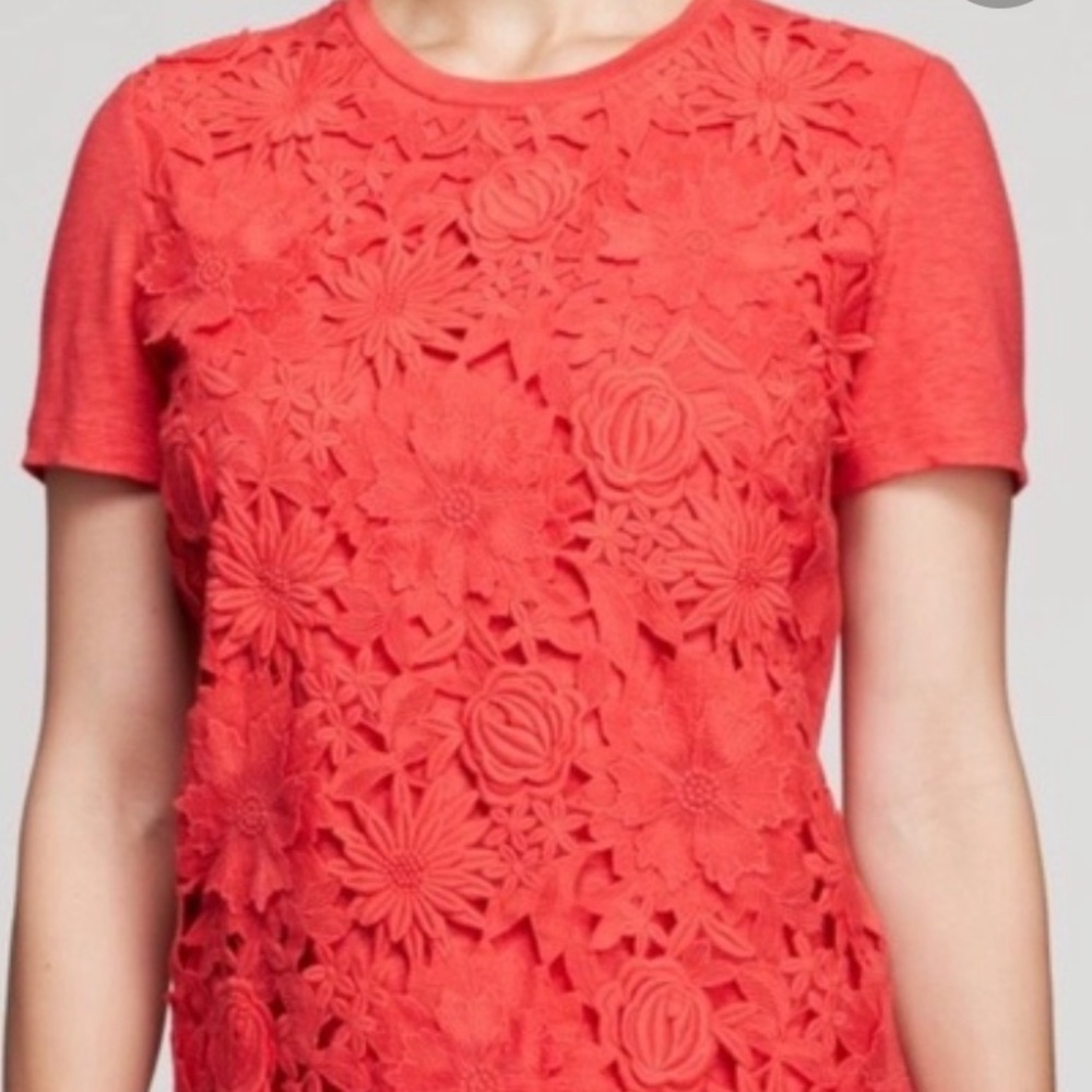 EUC Tory Burch “ Katama” Lace & Floral T shirt, M - Picture 6 of 7